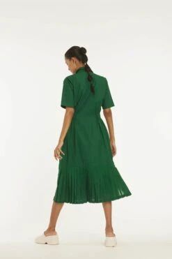 Green Cotton Side Elastic Waist Dress Co Ord Set -Ethereal Styles wf22set265