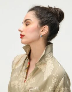 Rainforest Tie Belt Shirt Dress Oyster Grey Muga Satin Silk -Ethereal Styles ws476sms5554