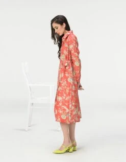 Rainforest Tie Belt Shirt Dress Red Muga Satin Silk 6 Rainforest Tie Belt Shirt Dress Red Muga Satin Silk -Ethereal Styles ws476sms5732