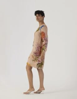 Beige Vintage Garden Short Dress -Ethereal Styles yambb033