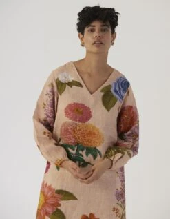 Beige Vintage Garden Short Dress -Ethereal Styles yambb035