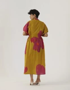 Mustard Poppies Side Tie-Up Dress -Ethereal Styles yambb17b