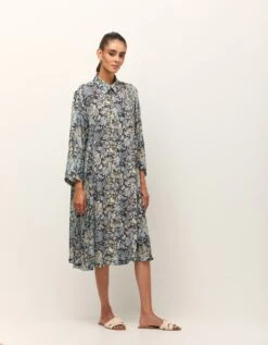 Hinden Dress In Moss Crepe -Ethereal Styles yc14d111hindendress3