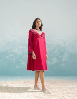 Nile Yoke Cutwork Frill Dress