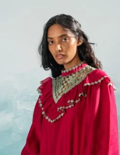 Nile Yoke Cutwork Frill Dress -Ethereal Styles ycd41583